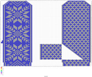 Chart for left handed mitten - increases not noted