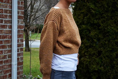 Cropped Boatneck Sweater - GirlMeetsYarn