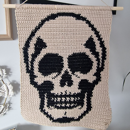Gohtic Skull Crochet Tapastry