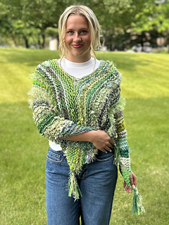 Fantasy Yarn Poncho with Tassels