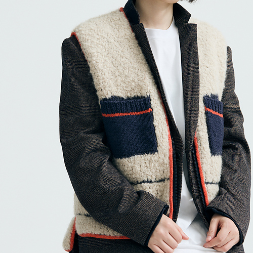 Store Fuglevest - grey level knitter