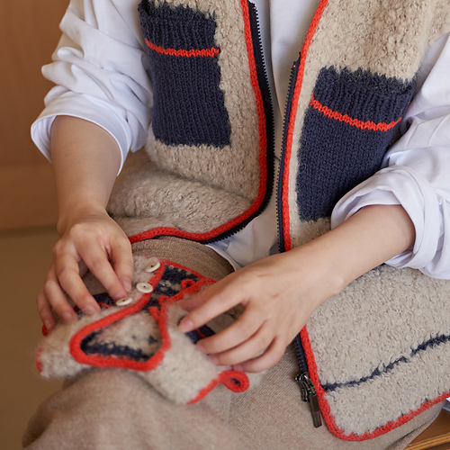 Store Fuglevest - grey level knitter