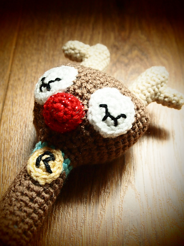 Ravelry: Sleepy Rudolph the Reindeer Baby Rattle pattern by Ham and Eggs