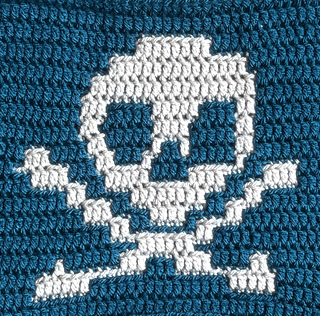 Close up of the Jolly Roger, the skull and crossbones