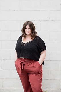 62" garment on 50" chest, body length knit to 7" before upper body split.