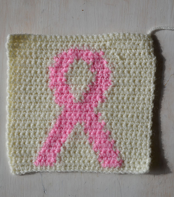 Ravelry Breast Cancer Ribbon Afghan Square pattern by Lisa Hamblin