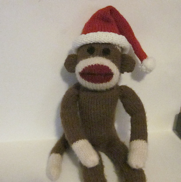sock monkey santa hat