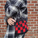 Checkered Drawstring Bucket Bag pattern 