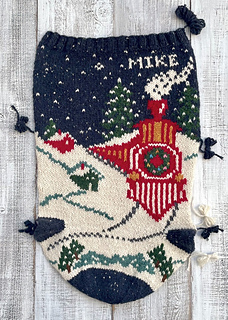 Snow Train Christmas Stocking before seaming