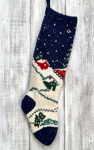 Snow Train Christmas Stocking Back