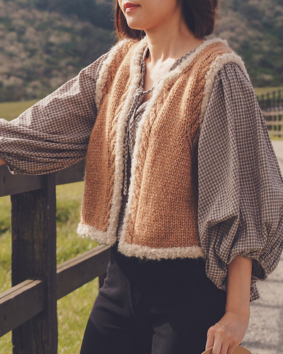 FLEN handmade knit vest アイボリー original］handmade knit vest