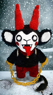 Krampus Pattern Print Women Long Robe