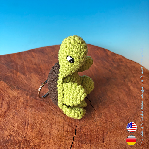 Schlüsselanhänger Plüsch Schildkröte Hilde - 11cm Kuscheltier Grün/Braun