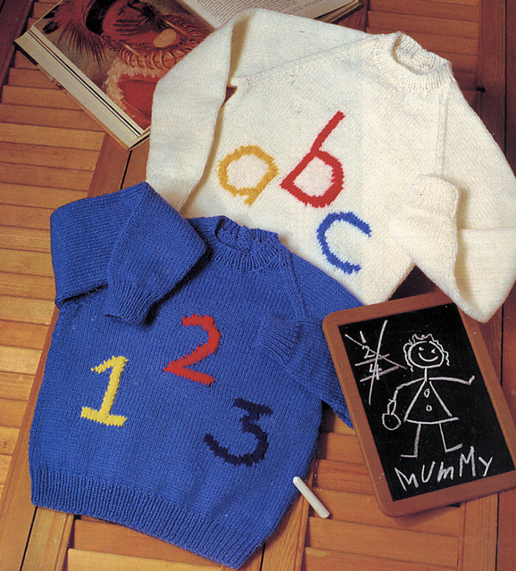 Ravelry Number Jacks Sweater with 123 or abc Motif pattern by
