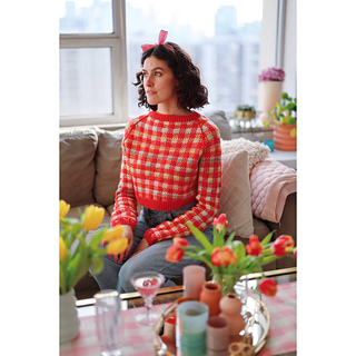 40" garment on 36" bust. Body knit to 7". Sleeves knit to 20" (model is 5'9" with long arms.)