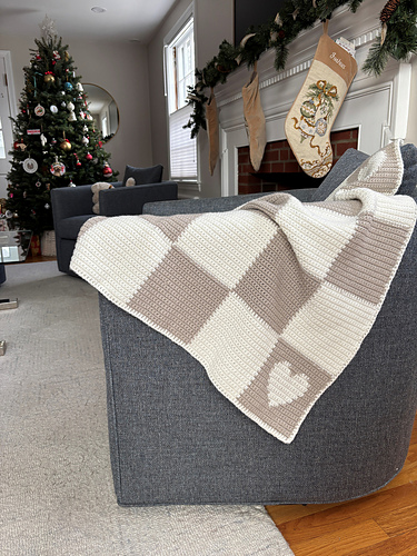 Checkerboard with Hearts Baby Blanket