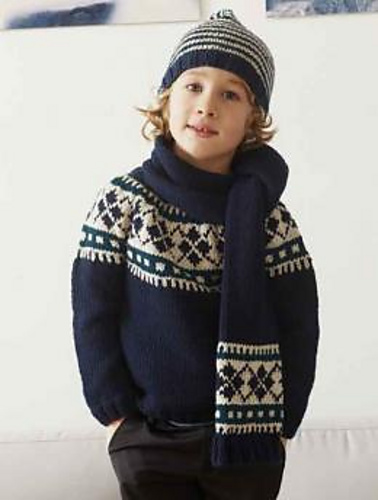 1696, Child’s Yoke Sweater, Scarf and Hat photo 1