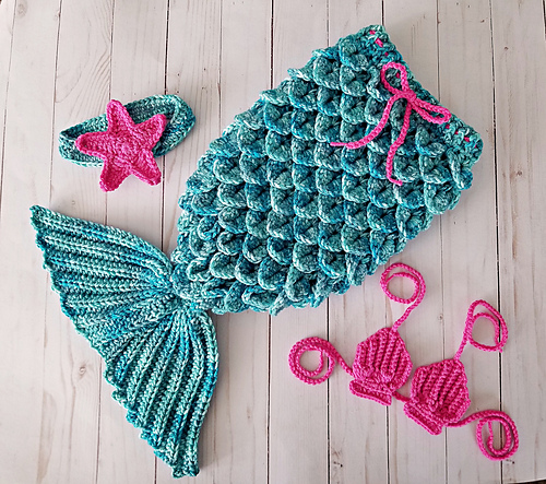 Baby sjøhvalhale-kostyme - Hooked strands Crochet