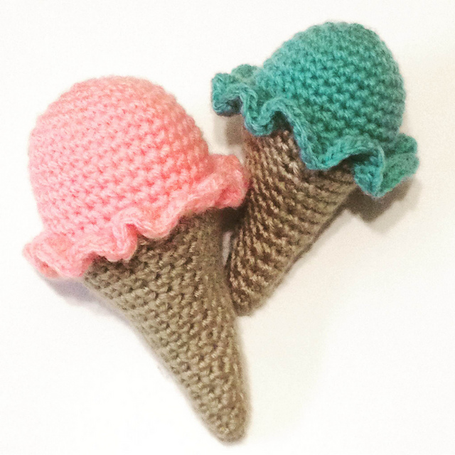 Ravelry Ice Cream Cone Baby Rattle pattern by The Crafty Cats