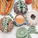Crochet Pumpkin with Leaf Coasters pattern 