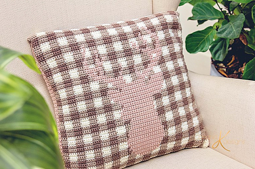 Farmhouse Plaid Deer Pillow Cover photo 4
