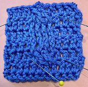 7. Front Posts w Edge Double Crochet Decrease - pins point to the dc dec cluster