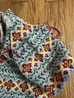 Basting line to show proper shaping. Hopefully the technique worked and the revised sleeves will fit!