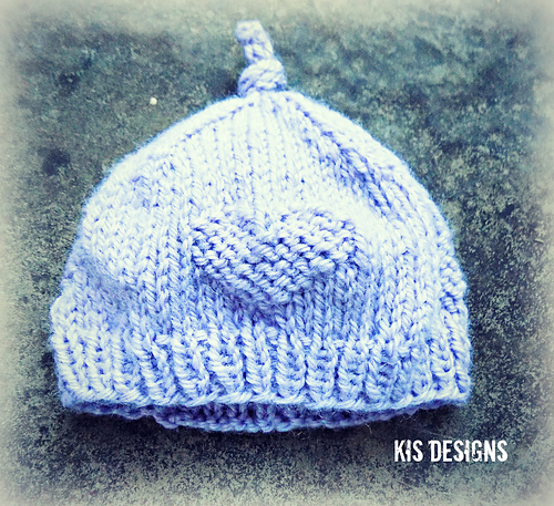 New Born Blended Caps Heart Embroidery Blue main image 1