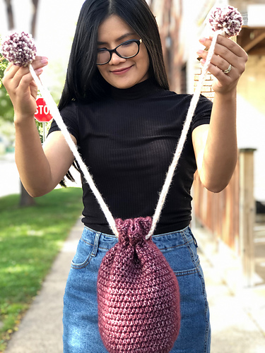 Drawstring Pom Pom Bag photo 8