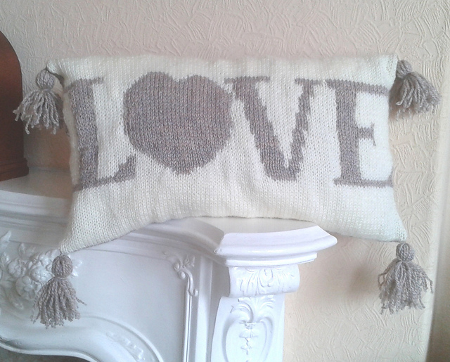 Ravelry Love Cushion Cover pattern by Knitting by Post