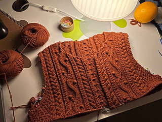 front and back panels joined - endless knitting 