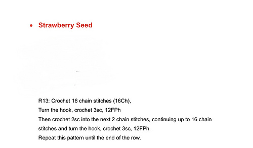 Strawberry Seed: I think this section is actually the top stem.
Don’t know what FPh stitch is. See Comment #1.