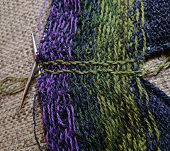 Hand sewn backstitch steek reinforcement 