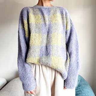 Another sample made using a different yarn (Isager Soft Fine) = size 3, adding 1 check unit to underarm.