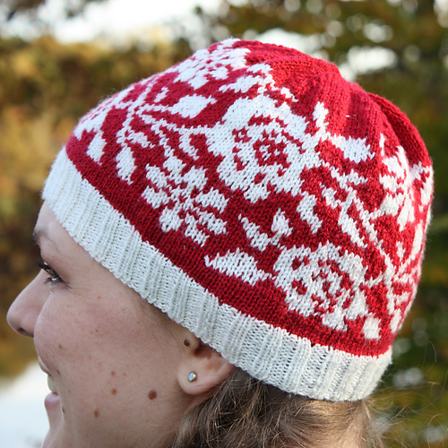 Ravelry: Rose and Flower Beanie pattern by Julie Mitchell