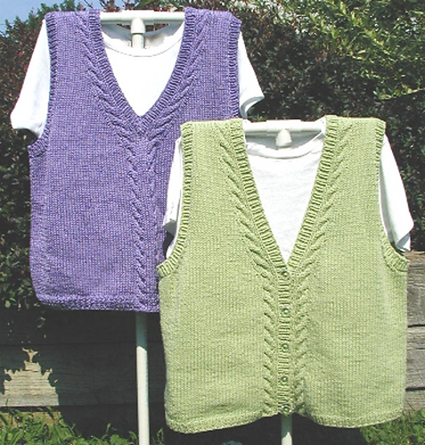 Cabled Vest V-vests (SW-004) - Lisa Carnahan