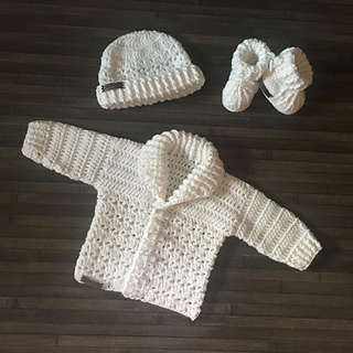 Ravelry: Corbin Baby Cardigan Hat & Booties Set pattern by Lisa Boyd
