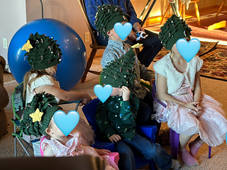 The hats being worn by my favorite little models :slightly_smiling_face: 

The hats that are a little slouchier are made with size I (5.5 mm) hooks and the ones that stand straighter are made with size H (5 mm) hooks