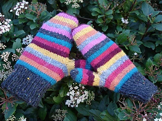 striped mittens finished