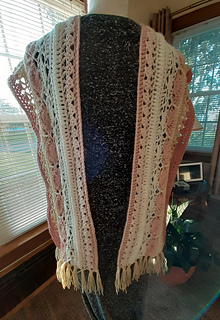New V-Land Scarf in Punks & Beige - fringed edges