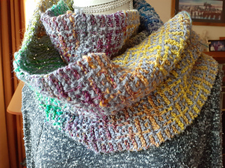 Noro Mosaic Cowl - off the needles and seamed