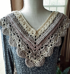 New V-Land Scarf in Old Rose and Tan - through row 10