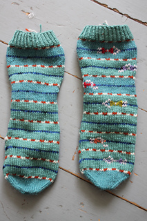 one sock duplicate-stitched...