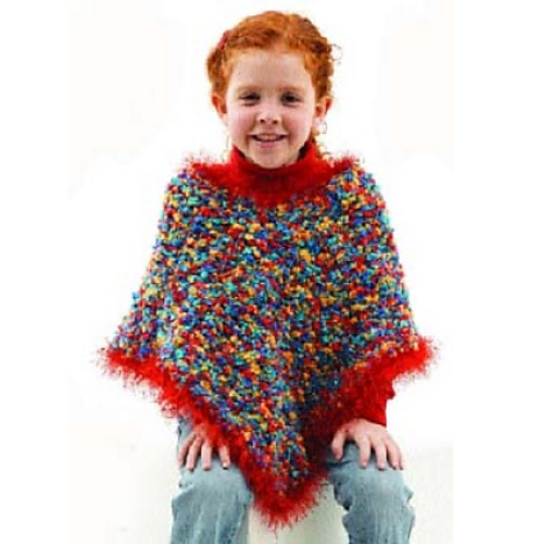 Fun Fur Trimmed Poncho (knit)