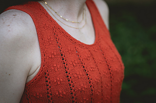 Tank-top in Knitting for Olive Pure Silk in Blood Orange with i-cord trim