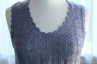 Knit by Heather @sewhappyjane in Sew Happy Jane Silky Linen Sport, color Periwinkle, with crochet trim mod