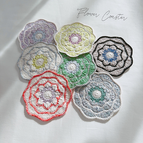 四季の花 作家物 手描 皿 コースター 四季の花 作家物 手描 皿