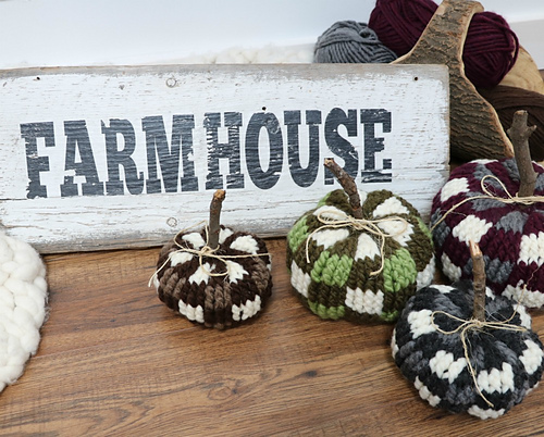 Ravelry: Bulky & Quick Plaid Pumpkins pattern by MJ's Off The Hook Designs