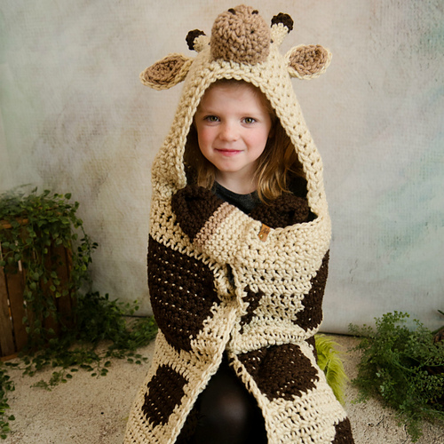 Giraffe Purple Pattern Print Hooded Blanket