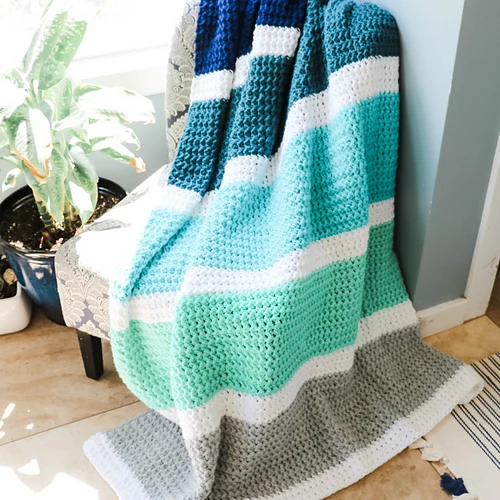 Calming Stripes Crochet Blanket crochet pattern by MJ's Off the Hook Designs